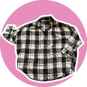 French Connection // Black and White Plaid // Button Up Shirt